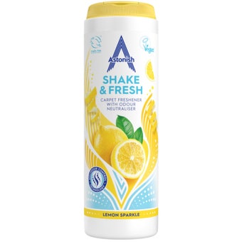 Astonish Shake & Fresh Carpet Freshener Lemon Sparkle 350g – Odour Eliminator with Malodour Control Technology