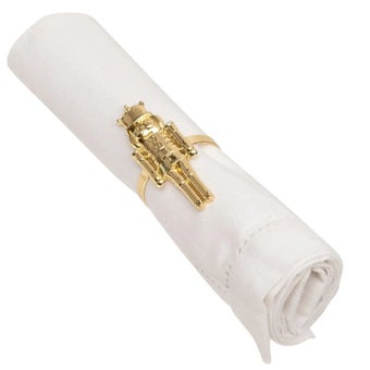Atmosphera Gold Nutcracker Napkin Rings – Set of 2 Festive Table Décor