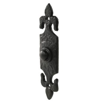 Black Tudor Fleur De Lys Bell Push - 119mm