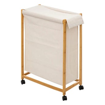 Bamboo Laundry Basket with Wheels - 52L