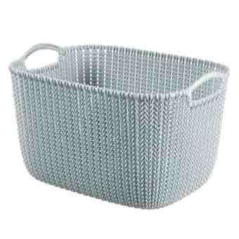 Curver Knit Duck Egg Blue Rectangular Basket - 19L