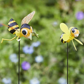 Bee Loony Stakes – Colourful Garden Decorations for Flowerbeds & Borders