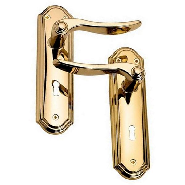 Basta Belair Polished Brass Lever Lock Door Handle Set - Pack of 2