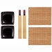 Black Bamboo Ceramic Sushi Set 6 Pieces | Stylish Sushi Serving Set