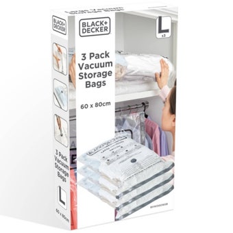 Black and Decker Vacuum Storage Bags Large 60 x 80cm - Pack of 3 I Extra Thick Durable Waterproof Vacuum Seal Bags