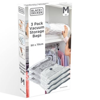 Black and Decker Vacuum Storage Bags Medium 50 x 70cm - Pack of 3 I Extra Thick Durable Waterproof Vacuum Seal Bags