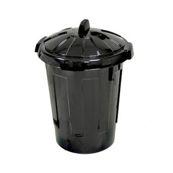 Black Dustbin with Click on Lid - 110L