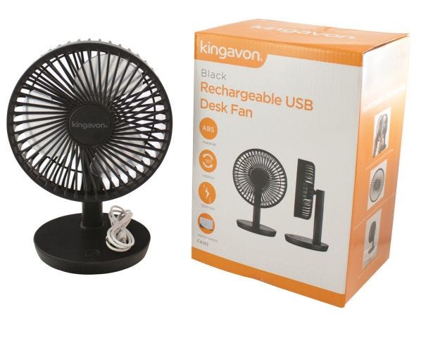 Rechargeable USB Desk Fan Black 