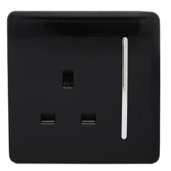 Trendi 1 Gang 13 Amp Switched Socket Black