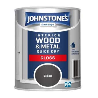 Johnstones Quick Dry Black Gloss Paint - 750ml