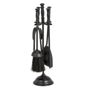 Blackspur 16" Cast Iron Fireside Companion Set – Traditional Fireplace Tools with Stand
