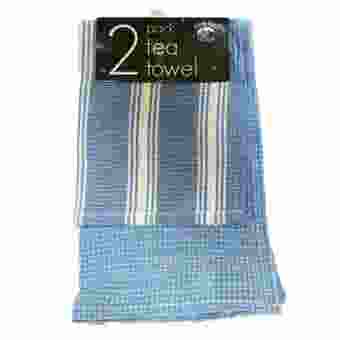 Globe Mill Textiles Waffle Design Tea Towel - Blue Pack Of 2