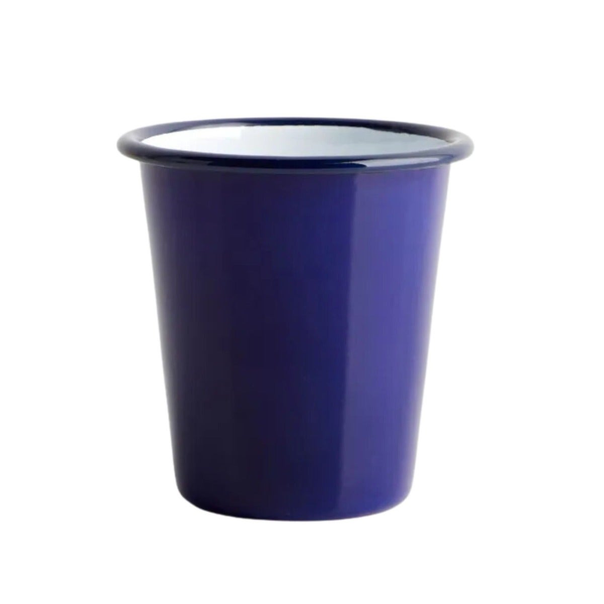 Blue Enamel Tumbler 8cm - with White Rim