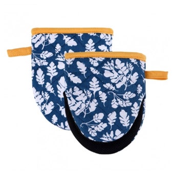 Steelex Blue Floral Oven Mitt Set – Pack of 2 Heat Resistant Kitchen Gloves