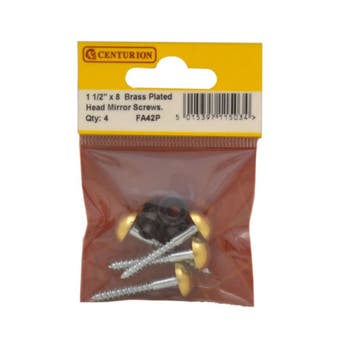 Brass Plated Dome Mirror Screws 35mm x 8mm - Pack of 4