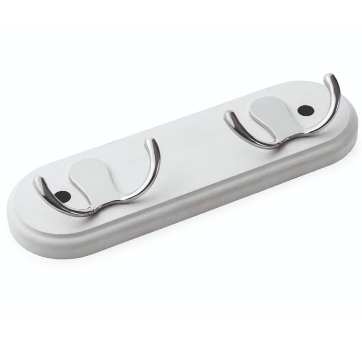 Bristol White & Chrome 2 Hook Wall Rack – Sleek and Functional Storage Solution