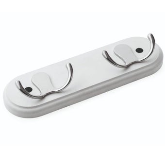 Bristol White & Chrome 2 Hook Wall Rack – Sleek and Functional Storage Solution