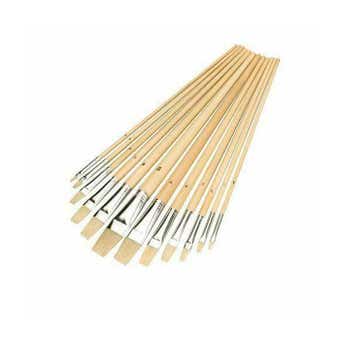 12 Piece Jumbo Artist Paint Brush Set - Flat Head