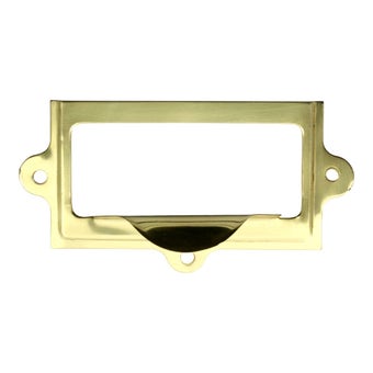 Card / Label Frame With Pull - Polished Brass