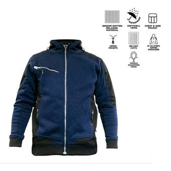 Cargo Action Zip Up Hoodie - Black and Navy Medium