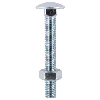 Timco Carriage Bolts & Hex Nuts Zinc Plated M6 x 75mm – Pack of 6