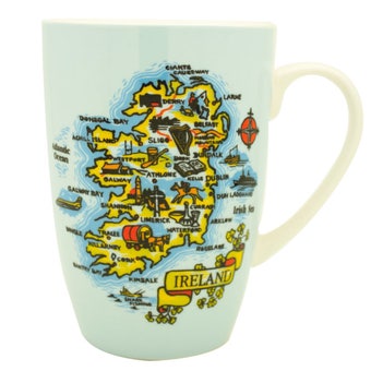 Ceramic Ireland Map Mug I Colourful Irish Map Souvenir Mug Featuring Landmarks and Counties