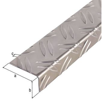 Aluminium Checker Plate Angle Profile - 65.6 x 35.5 x 1.5mm