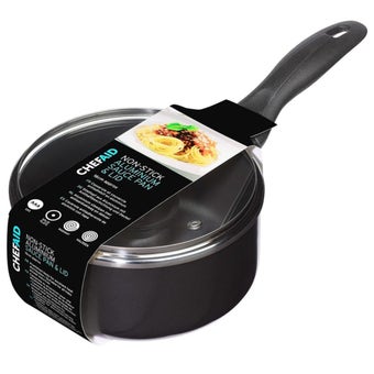Chef Aid 16cm Non-Stick Aluminium Saucepan with Glass Lid