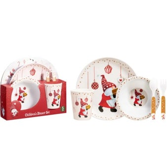 Children’s 5-Piece Christmas Dinner Set – Festive Plate, Bowl, Cutlery and More