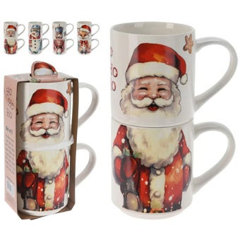 Christmas Porcelain Cup Set 2 pieces - Assorted
