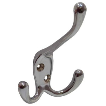 Chrome Plated Die Cast Tri Hook for Wall Mounting Coats, Hats and Accessories 107mm