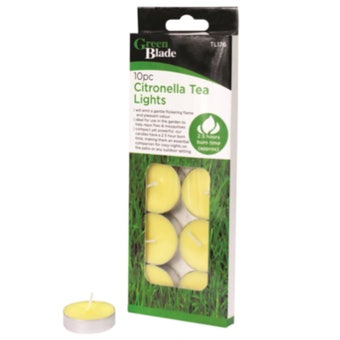 Green Blade Citronella Tea Lights 10 Pack – Outdoor Tealights for Garden & Patio I 2.5 Hour Burn Time