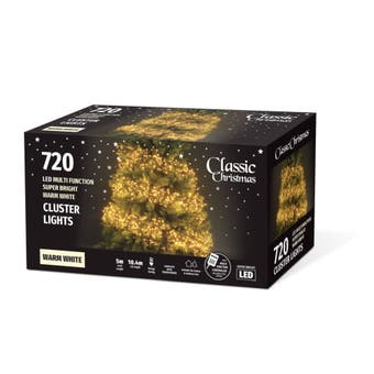 Classic Christmas 720 Warm White Multifunction Cluster Lights
