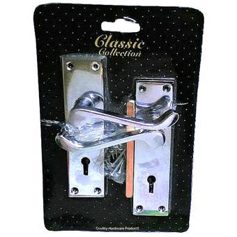 Classic Polished Chrome Scroll Lever Lock Handles