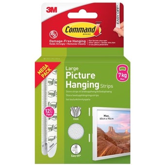 Command Large Picture Hanging Strips 12 Pack – Secure, Damage-Free Hanging for Frames up to 7.2kg