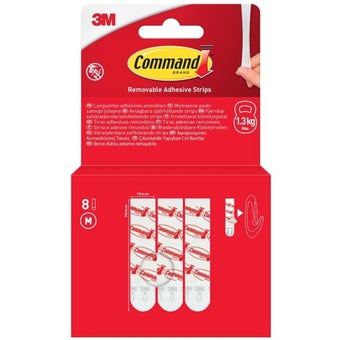 Command Medium Adhesive Refill Strips 8 Pack – Strong Hold, Clean Removal, 1.3kg Capacity
