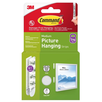 Command Medium Picture Hanging Strips 5kg 4 Pack – Damage-Free Frame Mounting