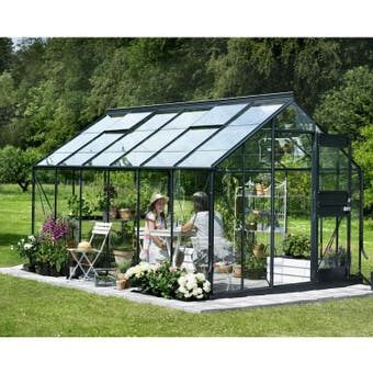 Juliana Compact Greenhouse Safety Glass Anthracite / Black 7' x 9' (Black Base Included)