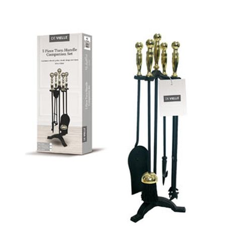 De Vielle Turn Handle 5 Piece Companion Set (Black & Brass)