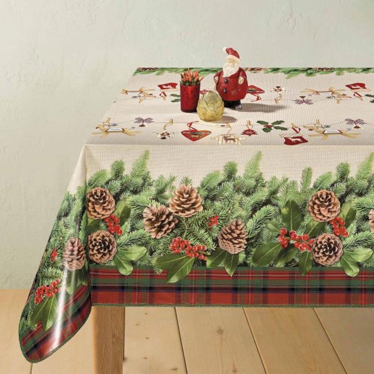 Cone Christmas Oilcloth - Price per metre 