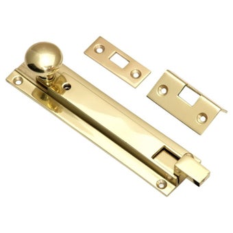 Cranked Locking Bolt 152mm x 36mm - Polished Brass