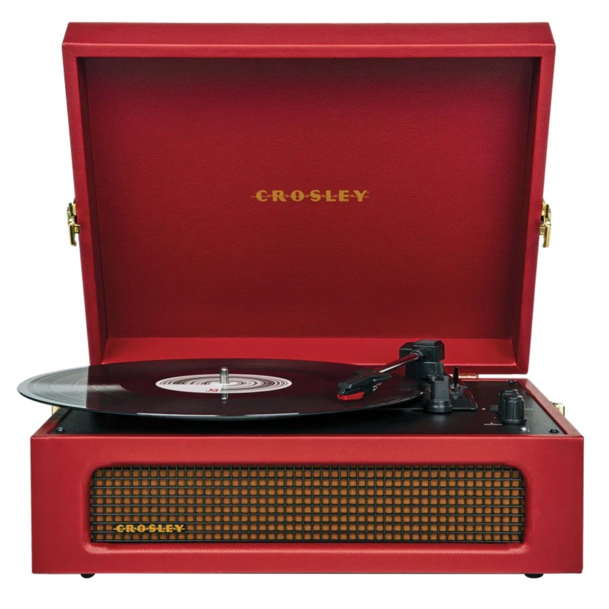Crosley Voyager CR8017B-BUR 3-Speed Bluetooth Record Player with Built-In Speakers, 2-Way Bluetooth, RCA Output, Pitch Control and Headphone Jack – Burgundy