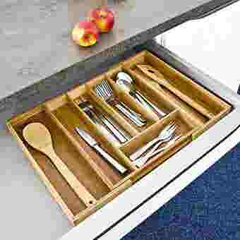 Adjustable Bamboo Cutlery Tray Set