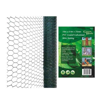 10m X 0.9m X 25mm PVC Coated Galvanised Wire Netting