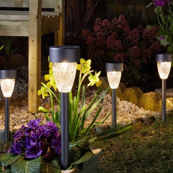 Cygnus Solar Stake Light Warm White 4 Pack | Premium Metal Garden Lights - 5 Lumen