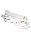 4 Way Gang Mains Power Extension Lead Neon 2m White