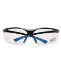 Clear Anti-Mist Safety Glasses - Blue & Black Frame 