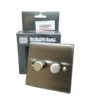 CED Satin Chrome 2 Dial Push Dimmer Switch