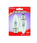 Eveready 30W Halogen Clear Candle E27 Lightbulb - Pack Of 2