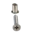 Screw + Nut To Fix Panels / Stainless Steel and Bass Chromed (M5x26mm)